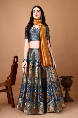 SWAMI STUDIO Self Design Semi Stitched Lehenga Choli(Multicolor)