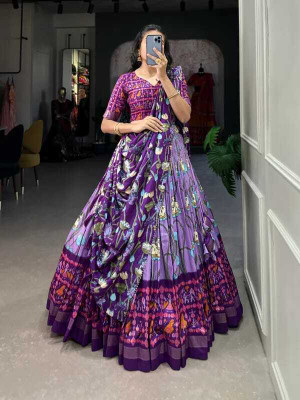 AAYUSHYAM ENTERPRISE Printed Semi Stitched Lehenga Choli(Purple)