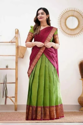 The Shopoholic Self Design Semi Stitched Lehenga Choli(Multicolor)