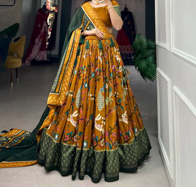 Zinsy Creation Printed Semi Stitched Lehenga Choli(Yellow)