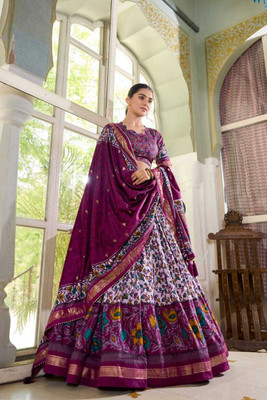 AAYUSHYAM ENTERPRISE Printed Semi Stitched Lehenga Choli(Purple)