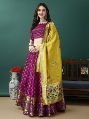 SWAMI STUDIO Self Design Semi Stitched Lehenga Choli(Purple)