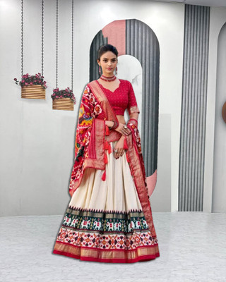 AAYUSHYAM ENTERPRISE Self Design Semi Stitched Lehenga Choli(White)