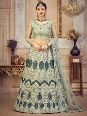 AARAV FASHION Embroidered Semi Stitched Lehenga Choli(Light Green)