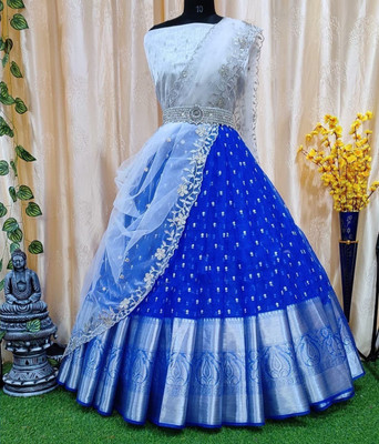 ADESHETHNICWEAR Self Design Semi Stitched Lehenga Choli(Blue)