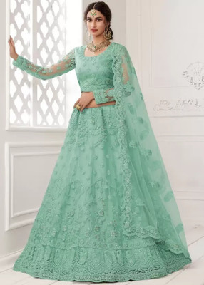 AADITASYA Embroidered Semi Stitched Lehenga Choli(Light Green)
