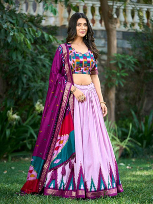 RADHVI BIZ Self Design Semi Stitched Lehenga Choli(Purple)
