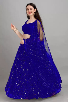 HOUSE OF COMMON Self Design Semi Stitched Lehenga Choli(Blue)