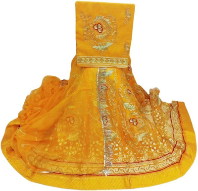 SHREE AMBEY TRADING Embroidered Semi Stitched Rajasthani Poshak(Gold)
