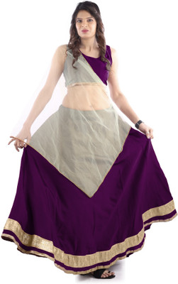 lazyandcrazy shop Self Design Semi Stitched Lehenga Choli(Purple)