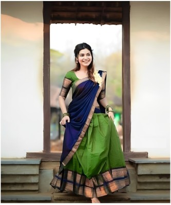 SHREE SANT SAREES Self Design Semi Stitched Lehenga Choli(Green)