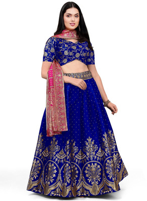 Trijal Fab Self Design Semi Stitched Lehenga Choli(Light Blue)
