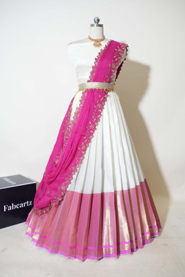 Fabcartz Self Design Semi Stitched Lehenga Choli(Pink)