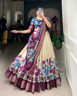 AAYUSHYAM ENTERPRISE Printed Semi Stitched Lehenga Choli(White)