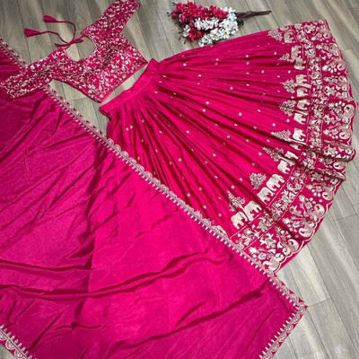 JENIJENI BIZ Self Design Semi Stitched Lehenga Choli(Pink)