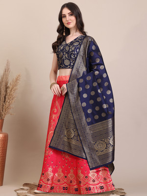 Harshiv Textile Self Design Semi Stitched Lehenga Choli(Pink)