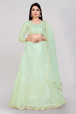 Fabcartz Embellished Semi Stitched Lehenga Choli(Light Blue)