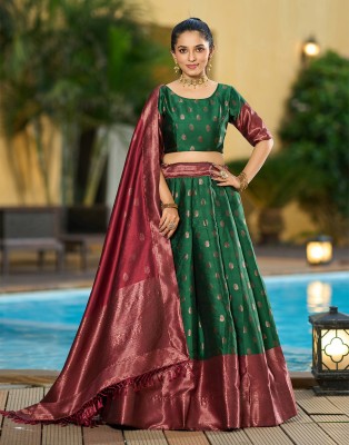 Kedar Fab Embellished Semi Stitched Lehenga Choli(Green)