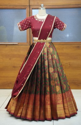 Fabcartz Self Design Semi Stitched Lehenga Choli(Maroon)