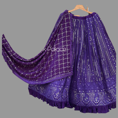 HummerTex Self Design Semi Stitched Lehenga Choli(Blue)