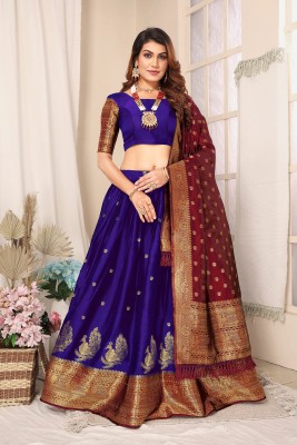 HN FASHION Printed Semi Stitched Lehenga Choli(Blue)