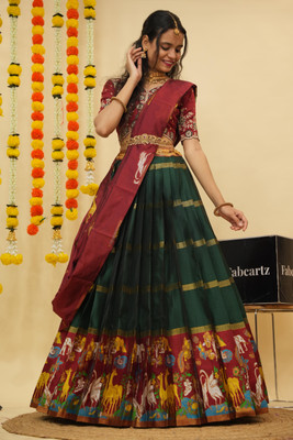 MR Y Self Design Semi Stitched Lehenga Choli(Dark Green)