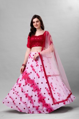 YOYO FASHION Embroidered Semi Stitched Lehenga Choli(White, Pink)