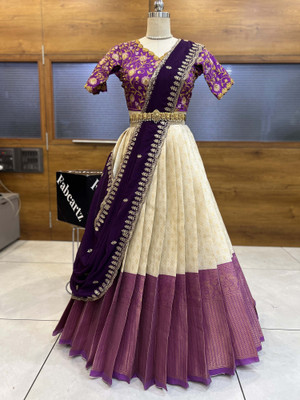 Payu Self Design Semi Stitched Lehenga Choli(Beige)