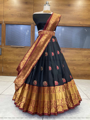 MR Y Embroidered Semi Stitched Lehenga Choli(Black)