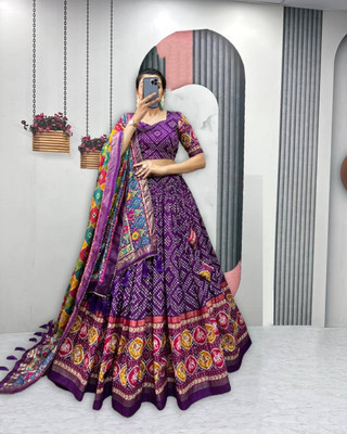RADHVI BIZ Self Design Semi Stitched Lehenga Choli(Purple)