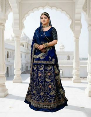 SHREE AMBEY TRADING Embroidered Semi Stitched Rajasthani Poshak(Blue)