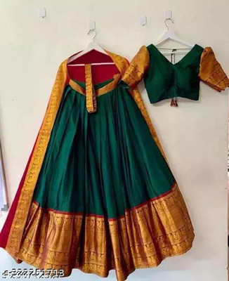 HKBDFAB Self Design Semi Stitched Lehenga Choli(Green)