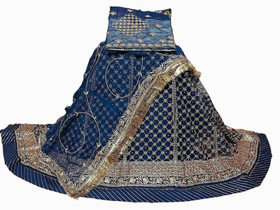 Shree Maashakti Trading Embroidered Semi Stitched Rajputi Poshak(Blue)