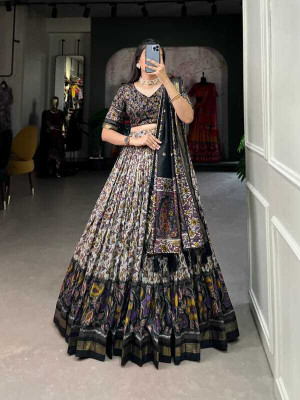 AAYUSHYAM ENTERPRISE Printed Semi Stitched Lehenga Choli(Grey)