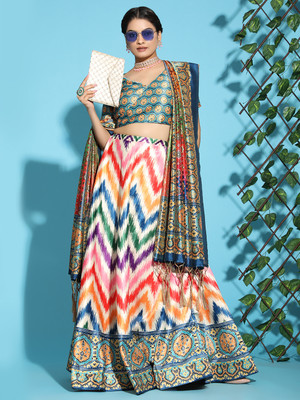 KAHIRAA WHOLETEX Digital Print Semi Stitched Lehenga Choli(Multicolor)