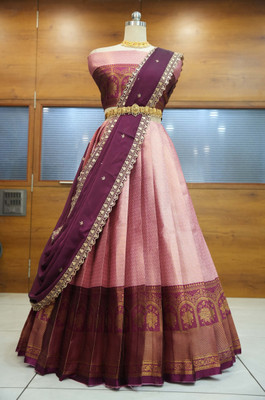 Fabcartz Self Design Semi Stitched Lehenga Choli(Pink)