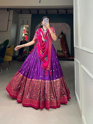 sarathybiz Self Design Semi Stitched Lehenga Choli(Purple)