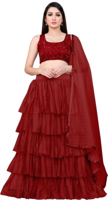 JAYMOGAL FASHION Self Design Semi Stitched Lehenga Choli(Maroon)