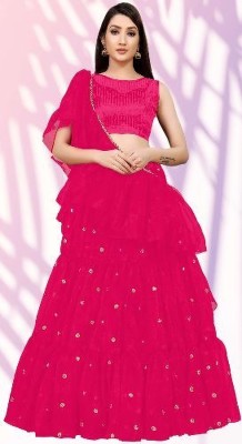 Bawri Embroidered Semi Stitched Lehenga Choli(Pink)