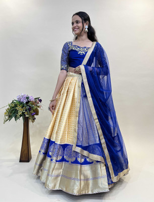 Payu Self Design Semi Stitched Lehenga Choli(Blue)