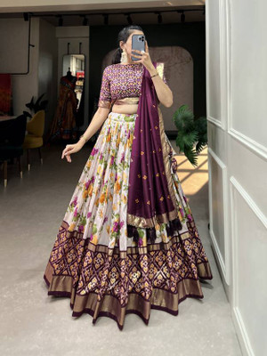 PREJAL FASHION Floral Print Semi Stitched Lehenga Choli(Multicolor)
