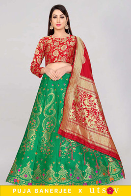 Divastri Self Design Semi Stitched Lehenga Choli(Light Green)