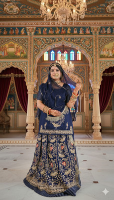 SHRIHARI BUSINESS Embroidered Semi Stitched Rajputi Poshak(Dark Blue)