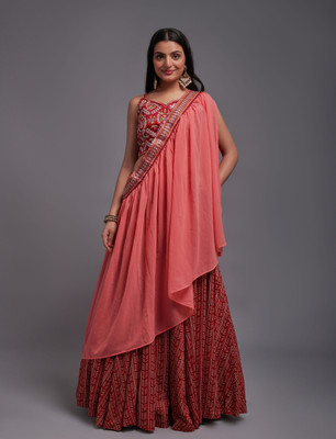 VED CREATION Embroidered Semi Stitched Lehenga Choli(Multicolor)