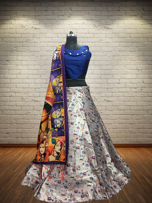 SEIKETSU Digital Print Semi Stitched Lehenga Choli(Multicolor)