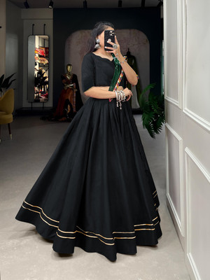 HEM SELLES Self Design Semi Stitched Lehenga Choli(Black)