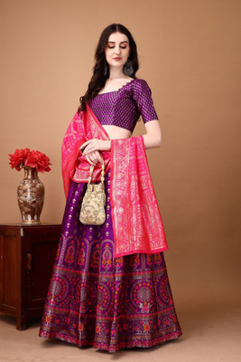 SWAMI STUDIO Self Design Semi Stitched Lehenga Choli(Purple)
