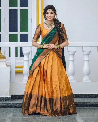 oberlo Solid Semi Stitched Lehenga Choli(Multicolor)
