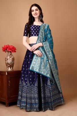 SWAMI STUDIO Self Design Semi Stitched Lehenga Choli(Dark Blue)