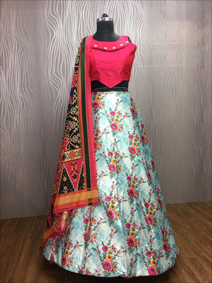 KAHIRAA WHOLETEX Digital Print Semi Stitched Lehenga Choli(Multicolor)